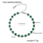 TXE138-Steel Green Zircon Bracelet