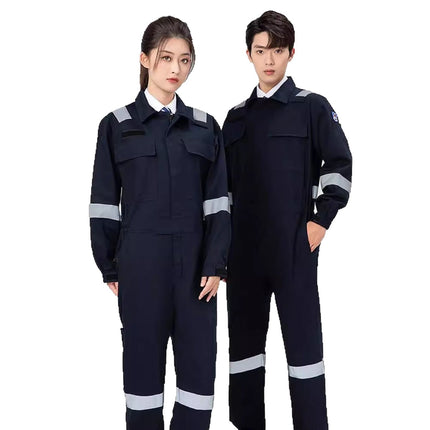 Marine Crew Reflective Strip Pure Cotton Overalls Long-sleeved Men's Summer Wear-resistant Electric Welding Shipyard Workshop Labor Insurance Clothing