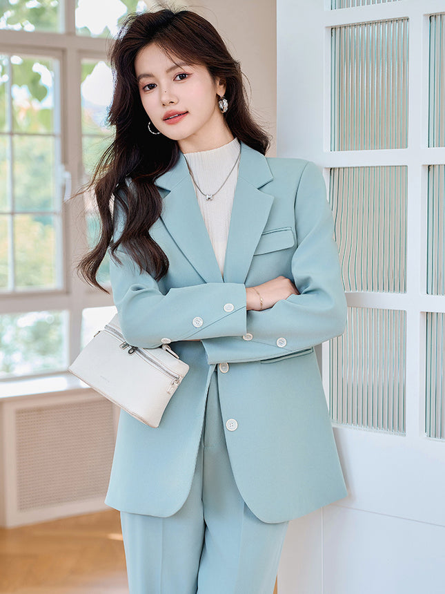 Fashion Commuter suit Women's 2024 Autumn Korean Style Temperament Commuter Goddess Fan Two-piece Simple Suit Pants Jacket