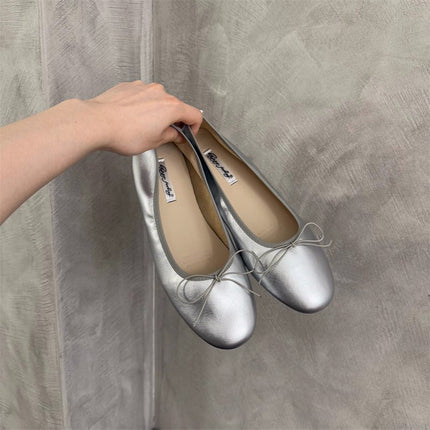 Gentle Evening Breeze Bowknot Soft-Soled Flats for Women 2025 New Style Shallow Mouth Fairy Ballet Shoes Egg Roll Maternity Shoes