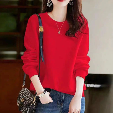 Autumn and Winter All-match Cotton Crewneck Sweater New Casual Printed Cartoon fleece-lined Thickened Base Top for Men and Women