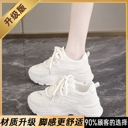 Full Leather Sports Shoes for Women Fleece-Lined 2025 New Spring & Fall Student Soft Sole Waterproof Anti-Slip White Thick Sole Dad Shoes