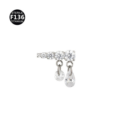 New pendant lip nail 0.9 teeth F136 titanium alloy moon lightning cone lip nail ear bone nail tragus 5A zircon