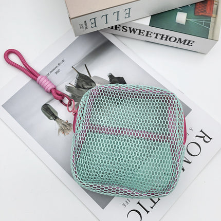 Ready Stock Dopamine Grid Tofu Bag Storage Bag Portable Coin Purse Mesh Small Cosmetic Bag Storage Pouch Small Bag