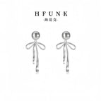 Silver bow earrings / S925 silver needle