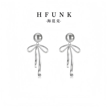 925 Silver Needle Korean and Japanese Summer Faux Pearl Bowknot Earrings Simple French Style Versatile 2026 New Women's Earrings