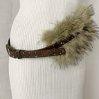 Retro rivet brown belt fur
