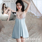Lake blue individual suspenders + white edge stockings / M( 35-47.5kg )
