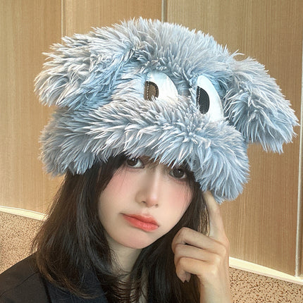 Falling pool knitting ~ Internet celebrity same cartoon big eyes green funny hat autumn and winter monster cute female photo