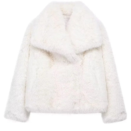 KAOPU ZA fur large lapel imitation fur coat short fashion imitation fox fur coat fluffy plush women's clothing