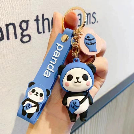 Explosive Internet Celebrity National Tide Panda Cute Doll Key Chain Silicone Car Couple Key Pendant Cartoon Bag Hanging
