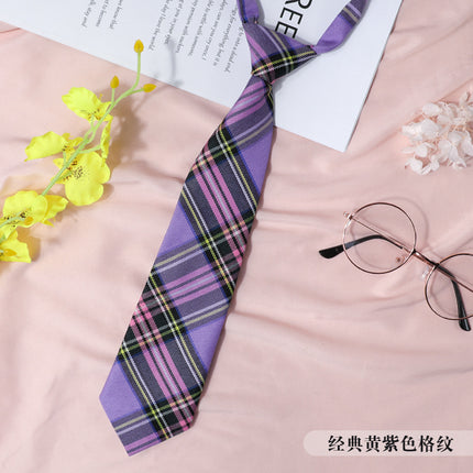 jk Japanese Style Plaid Women's Collar Flower Black Tie Collar String College Style Ribbon Bow Shirt ins Sailor Suit