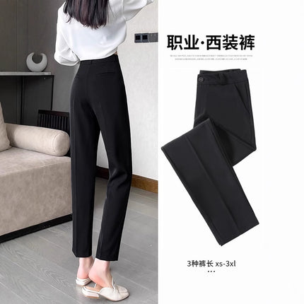 Black Suit Pants for Women, Spring and Summer, Cropped Length, 2025 New Style, Petite, Casual Straight-Leg Pants, Drapey, Professional Cigarette Pants