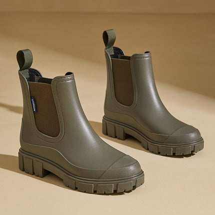 UYirain women's new elastic rain boots mid-tube boots rain boots Chelsea water boots waterproof non-slip cross-border out
