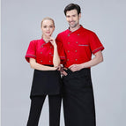 Bilateral red kitchen clothes with short sleeves / M