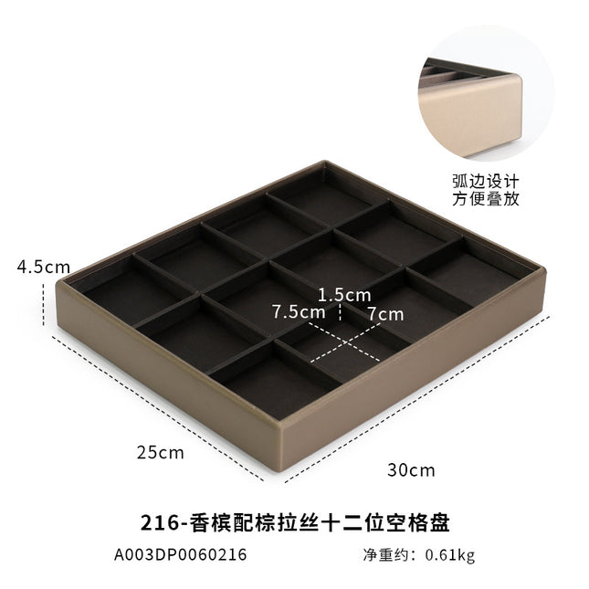 Jewelry Display Tray for Jade and Jewelry, Brown Stacking Tray for Bracelets and Rings