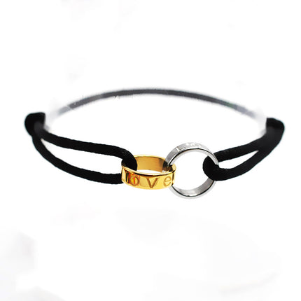 Cross-border supply Foreign Trade hand-woven couple stainless steel bracelet love double ring bracelet adjustable bracelet