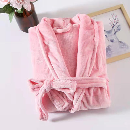 2024 New Autumn and Winter Flannel Bathrobe Flannel Nightgown Long-Sleeved Extended Bathrobe Ready-Made Home Clothes Wholesale
