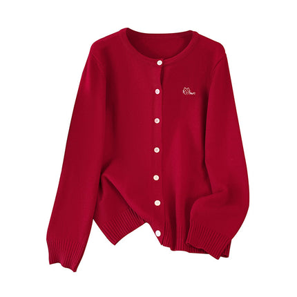 plus size Early Autumn Coat Green Knitted Cardigan Chubby Sister Autumn New Joker Loose Top 9165