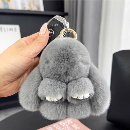 Boutique genuine leather real Rex rabbit plush bunny doll mobile phone pendant bag pendant keychain doll car pendant