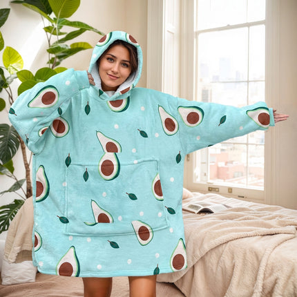 Hooded Blanket Hoodie Blanket Cross-Border Flannel Thickened Lamb Fleece Robe Fleece Pullover Tv Blanket