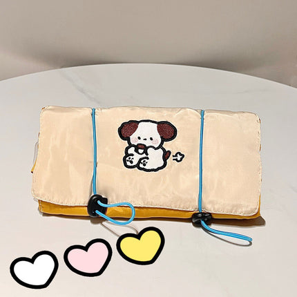 Cute Embroidered Puppy Cosmetic Bag Detachable Four-In-One Storage Bag Large Capacity Portable Travel Toiletry Bag