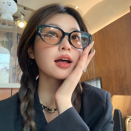 Korean Style Square Small Frame Black Glasses Trendy Men's and Women's Retro All-match Plain Street Photography Student's Flat Mirror Frame with Myopia