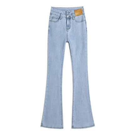 plus size Light Color Flared Jeans Women's Fashionable All-match New High Waist Slim-fit Slim-fit Stretch Micro Horseshoe Trousers