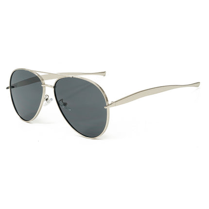 New Metal Double Beam Sunglasses Men's Fashion Advanced Pilot Goggles Driving Anti-UV Glasses