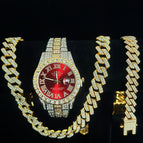 Gold, red gold (watch + bracelet + necklace)