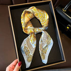 Sanskrit cashew blue silk scarf square scarf