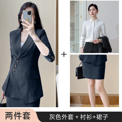 High-end Sense Striped Suit suit Women's 2024 Autumn Fashion Elegant High-end Business Wear Goddess Fan Dress Suit