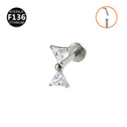 1.2x8mm / Bow tie silver (insert pole)
