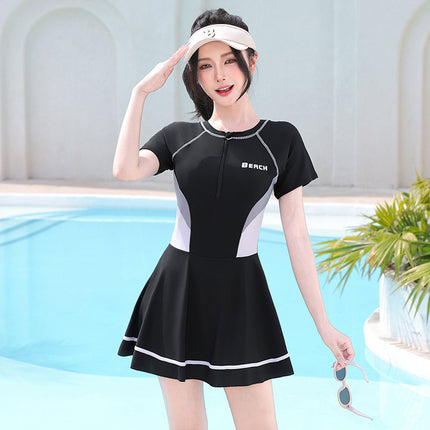 Swimsuit for Women Conservative 2025 New Swimming Pool Special One-Piece Skirt Style Boxer Cover Belly Slimming Look Swimsuit for Women Hot Spring