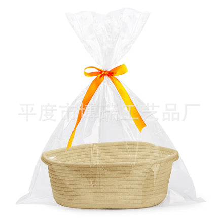 Modern Simple Style Storage Basket Cotton Rope Woven Snack Clothing Portable Storage Basket Oval Storage Basket Gift Basket