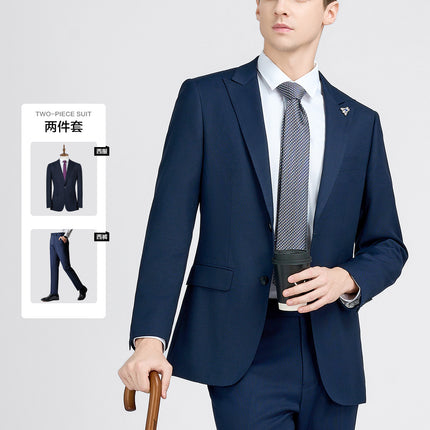 Luo Hao Suit Men's Suit Men's Casual Suit Sapphire Blue Bird's Eye Professional Formal Suit Jacket for Men and Women