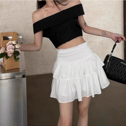 [Original Recipe] Korean Summer New Style Ballet Girl Style Elastic Cake Skirt, Fashionable Double-Layered Mini Skirt