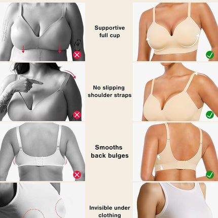 Popilush Women's Bra Wireless Supportive Push-Up Bra Wireless Full Coverage Plus Size T-Shirt Bra