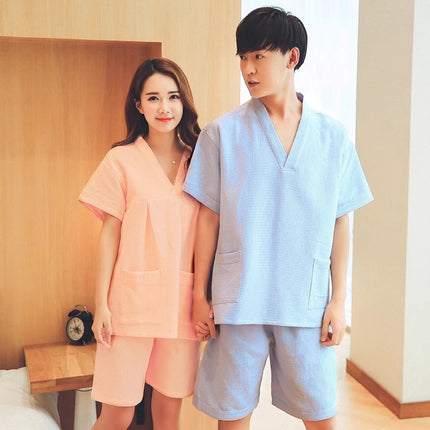 Cotton Sweat Steaming Suit Waffle Fabric Men and Women Couple Sauna Bathing Suit Massage Foot Massage Suit Large Size Home