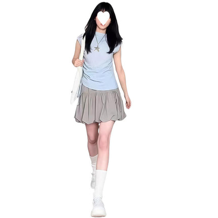 Summer Dopamine Outfit Set for Women 2025 New Slim Fit Pure Style Waist-Cinching Top and Skirt Two-Piece Set