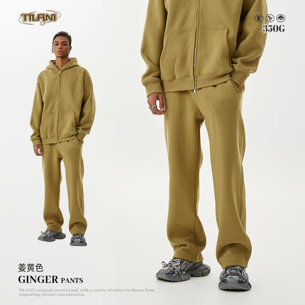 Tilani Men's Autumn and Winter Velvet Thickeneded Hooded Cardigan Sweatshirt Sweatpants American Fashion Brand Youth Hoodie Suit