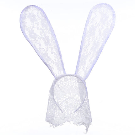 Fun Accessories New Lace Big Rabbit Ears Black Hair Band Mask Party Photography Halloween Headwear