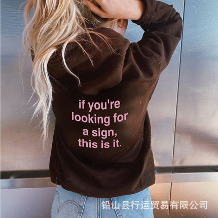 Foreign Trade New Product Letter Pattern Retro Printed Top Pullover Loose Hooded Printed Sweatshirt