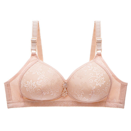Underwear Women's Bra Push-Up Without Rims to Control Secondary Breasts Adjustable Sexy Thin Large Size Mother's Bra for Middle-Aged Women