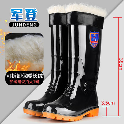 Kitchen High-Top Thickened Chef Rubber Shoes Non-Slip Rain Boots Waterproof Oil-Proof Kitchen Shoes with Cow Tendon Sole Men's Long Water Shoes