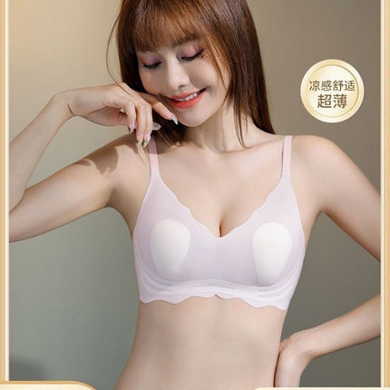 Rabbit Ear Bra for Women with Large Busts, Minimizing Effect, Vest-Style, Gathered, Wireless, Rabbit Ear Cup, Lift-Up Bra, Seamless, Thin Style
