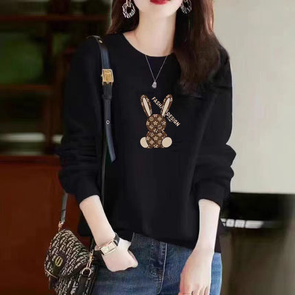 Heavy Chinese Cotton Sweater fleece-lined Thickened Autumn and Winter Printed Loose Couple's Top Long Sleeve Unisex Base Shirt
