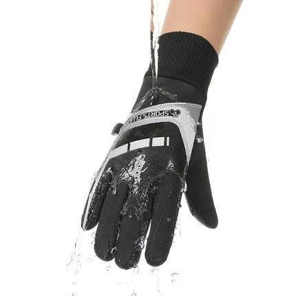 Autumn and Winter Cycling Gloves Warm Gloves Men's Touch Screen Fleece-Lined Waterproof Anti-Slip Sports Motorcycle Mountaineering Ski Gloves