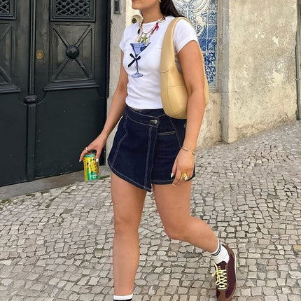 Guangzhou Supply Chain Tiktok Pop In-Stock Dropshipping Plus-Size Women's High-Stretch Mid-Waist Denim Shorts
