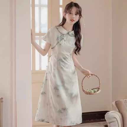 Women's Clothing 2026 Summer New Style Songxiang Zhuyin New Chinese Style Dress Elegant Mint Green Dress for Daily Wear